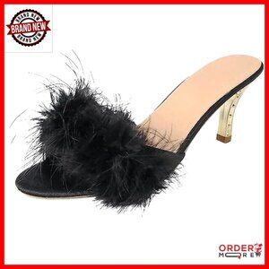 Faux Fur Kitten Heel Slippers 3 Inch Heels Lingerie Party Wedding